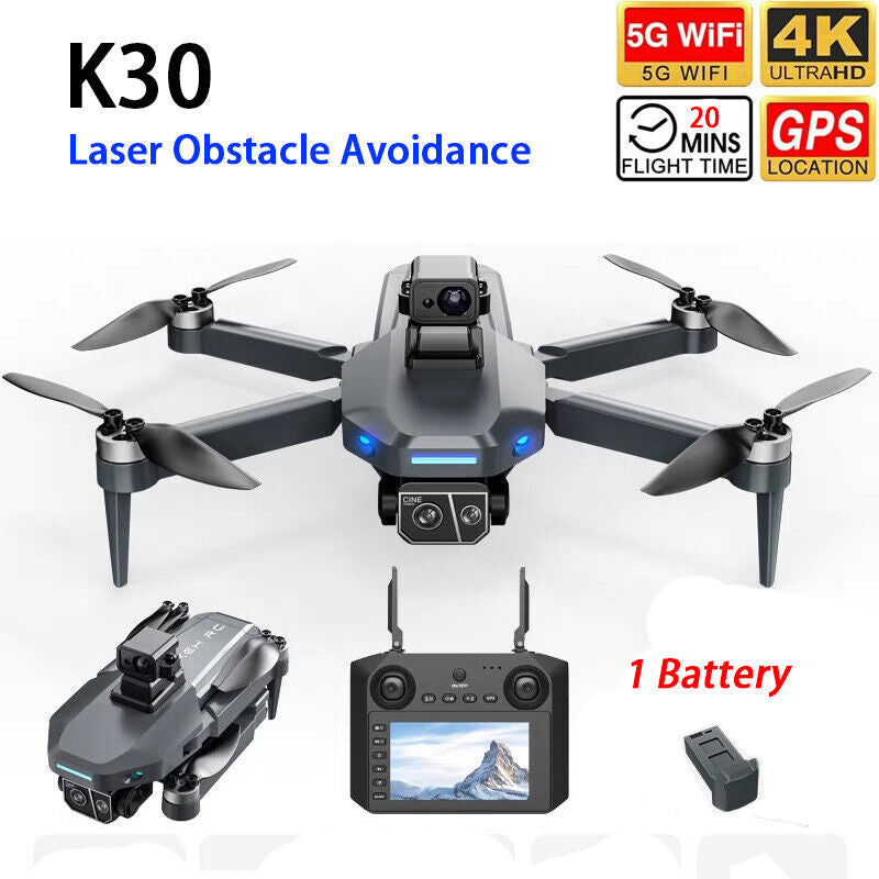 K30 RC Drone GPS 4K HD Caméra Obstacle Avoidation Quadcopter 4.5" Contrôle de l'écran