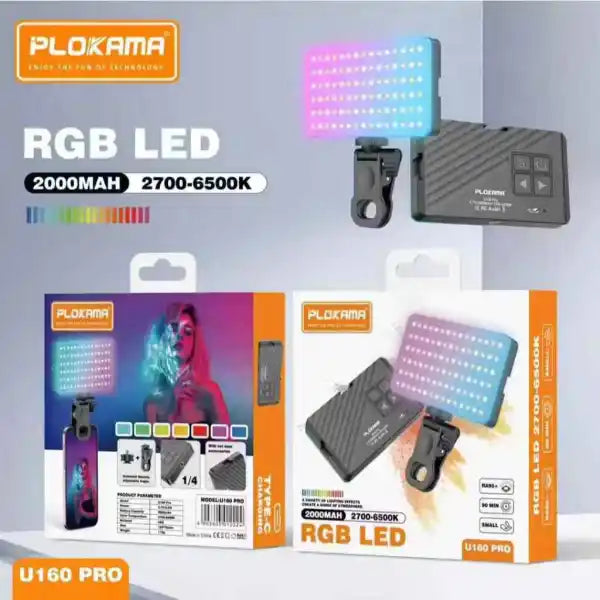 Plokama U160 Pro RGB Portable LED Light (Rechargeable)